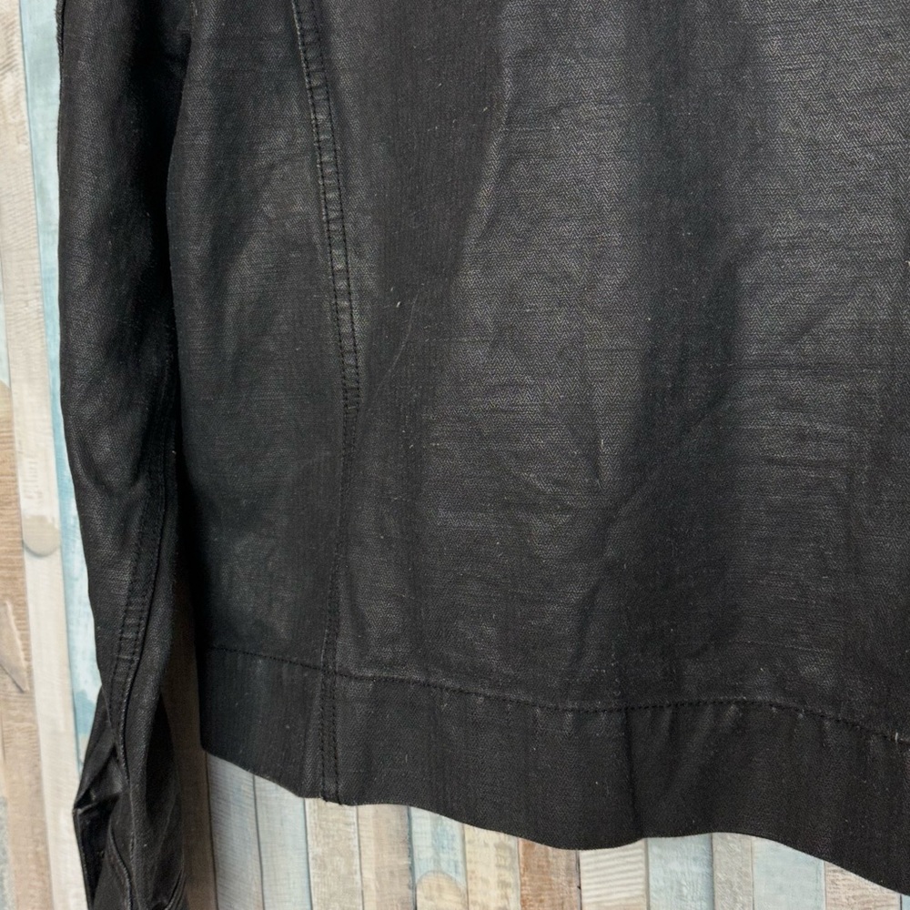 James Perse L Men’s Black Coated Cotton Jean Jacket Utility Denim Zip Front $395 - Picture 7 of 13